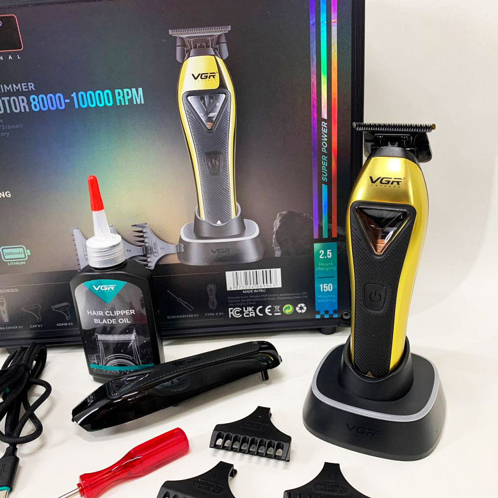 Чоловічий набір для стрижки волосся акумуляторний VGR Машинка для стрижки волосся професіоналів FN-20 Київ - фото 4