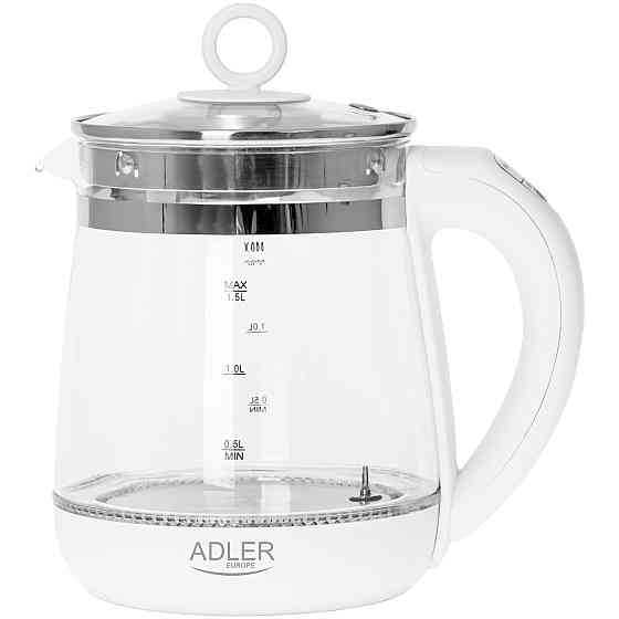 Електрочайник Adler AD 1299 1850-2200Вт/ 1.5л/ скло/ заварник/ встановлення температури/ білий Вінниця