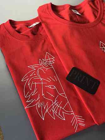 Красные Парные футболки для влюбленных парня и девушки -Лев \ Львица Черновцы