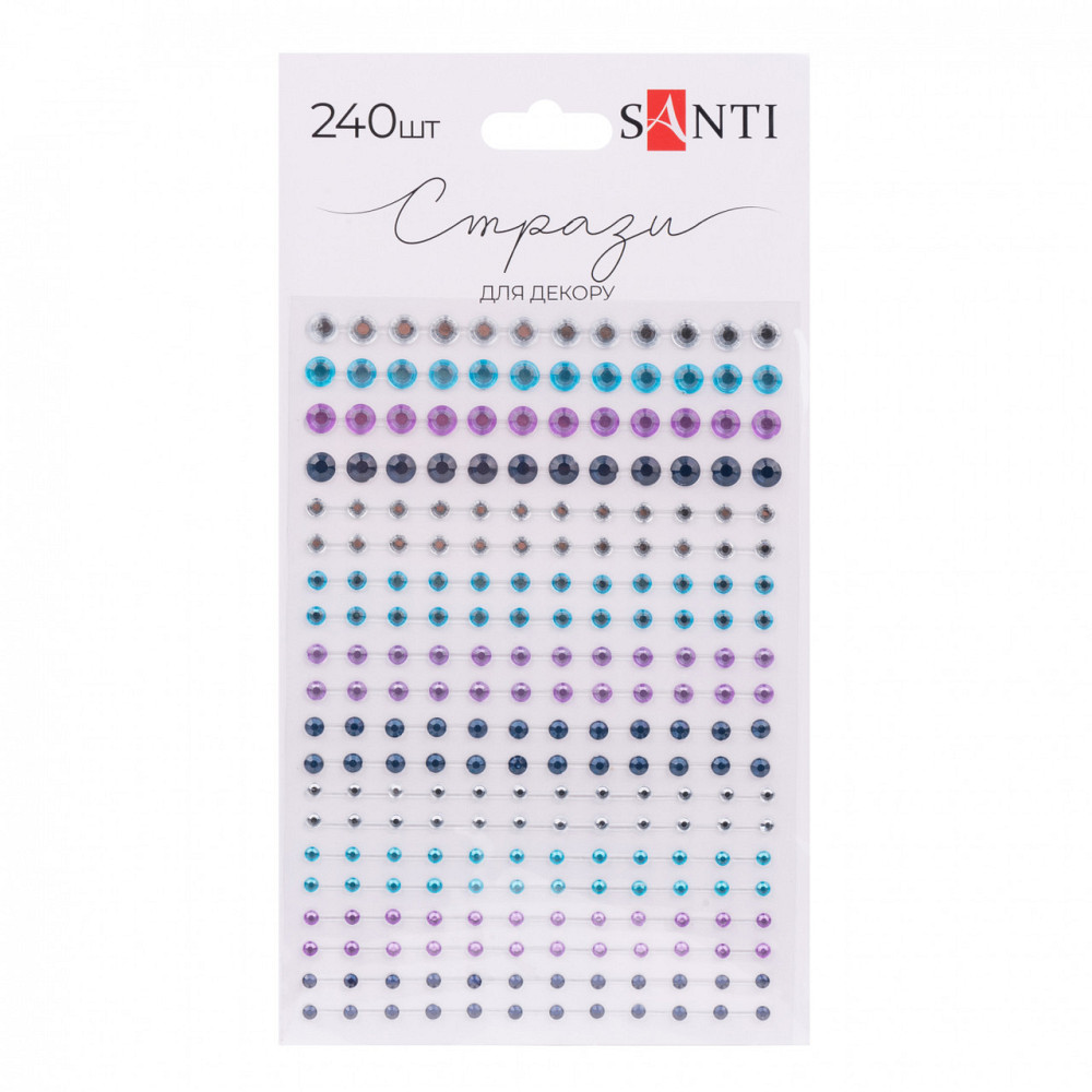 Стрази "Santi" самоклеючі "Кольорове асорті", 3-5 мм, 240 шт 742964, шт Київ - фото 1