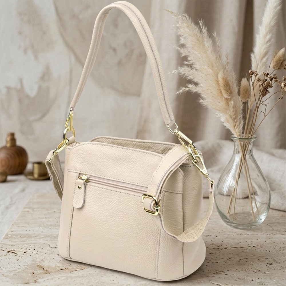 Жіноча шкіряна сумка з трьома секціями Vintage 22980 Білий Київ - фото 13