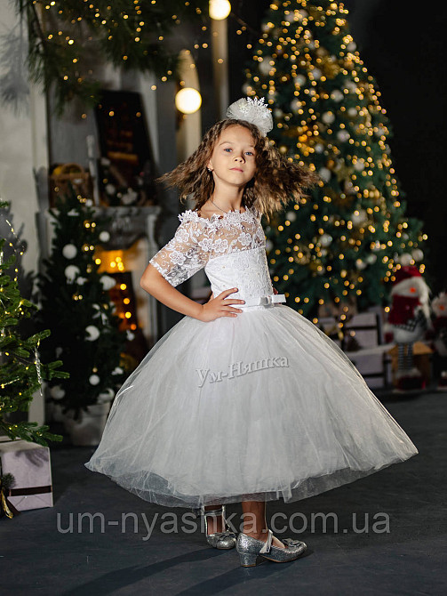 Детское нарядное белое платье ажурное 110-122 Снежинка Ангел Кривой Рог - изображение 3
