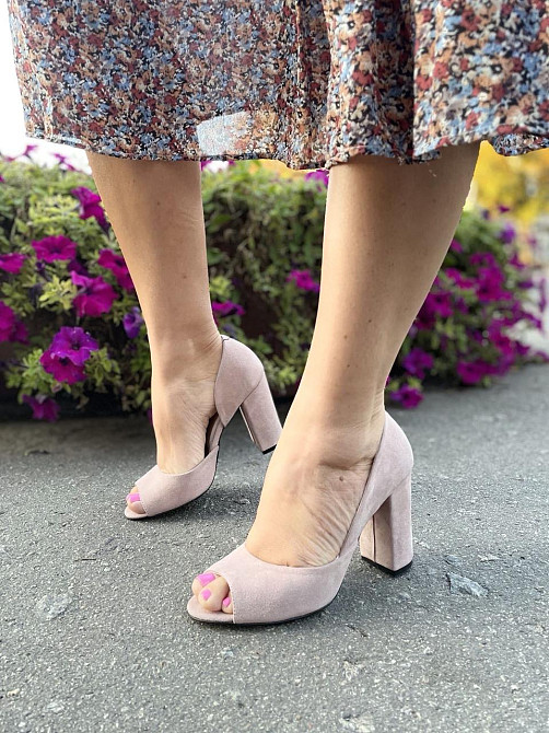 Туфлі жіночі SEE SEVEN пудра натуральна замша каблук 10 см (3535) Коломия - фото 5