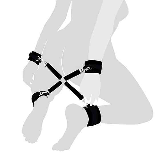 Хрестовина з натуральної шкіри Art of Sex – 4 Way Connector, чорний Sex Aura Київ