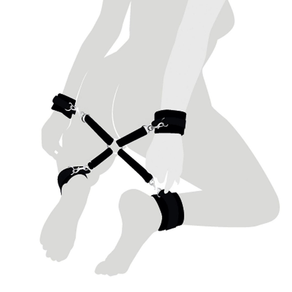 Хрестовина з натуральної шкіри Art of Sex – 4 Way Connector, чорний Sex Aura Київ - фото 1
