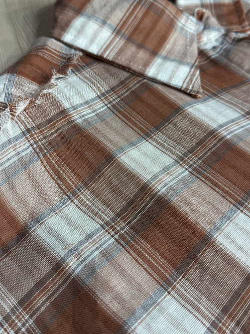 Рубашка женская A-N 27069 оверсайз двухслойная в клетку с бахромой, коричневый, one size Киев - изображение 8