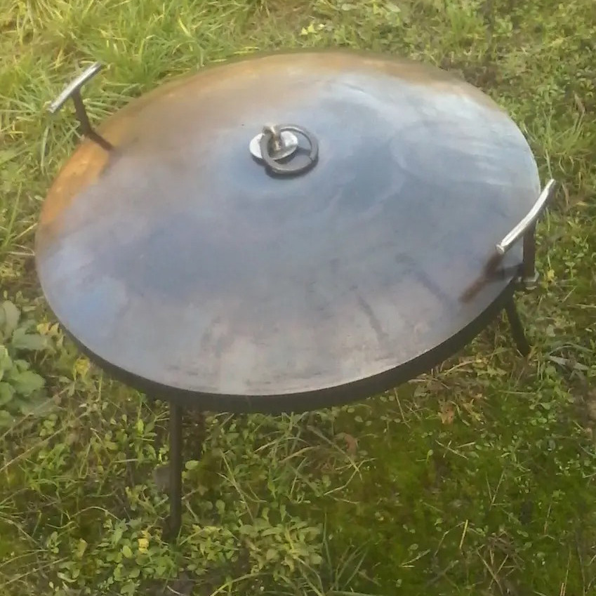 Сковорода з диска борони для багаття «Димок» 40 см з кришкою для пікніка, диск для смаження Київ - фото 5