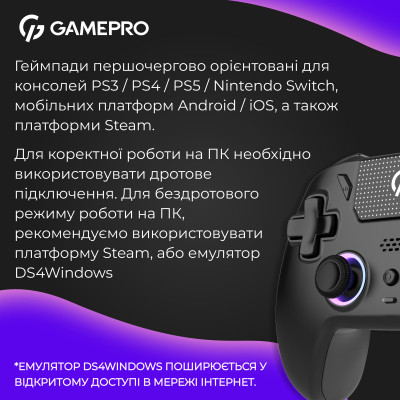 Геймпад GamePro із зарядною станцією 2.4G/BT 5.1/USB (Switch/PS/PC/iOS/Android) RGB Black (GPS20BDOC) Винница - изображение 14