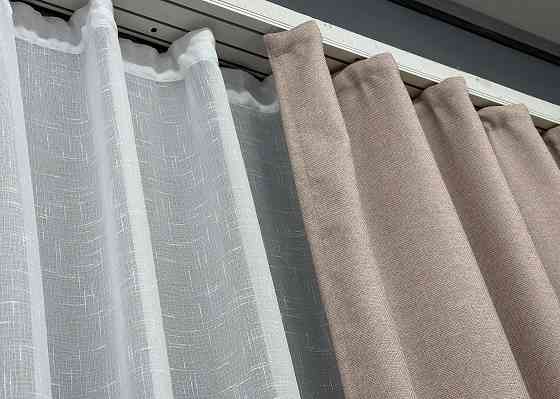 Шторная ткань премиум класса лен фактурный, коллекция «ELEMENTA» цвет бежевый 1869ш Киев