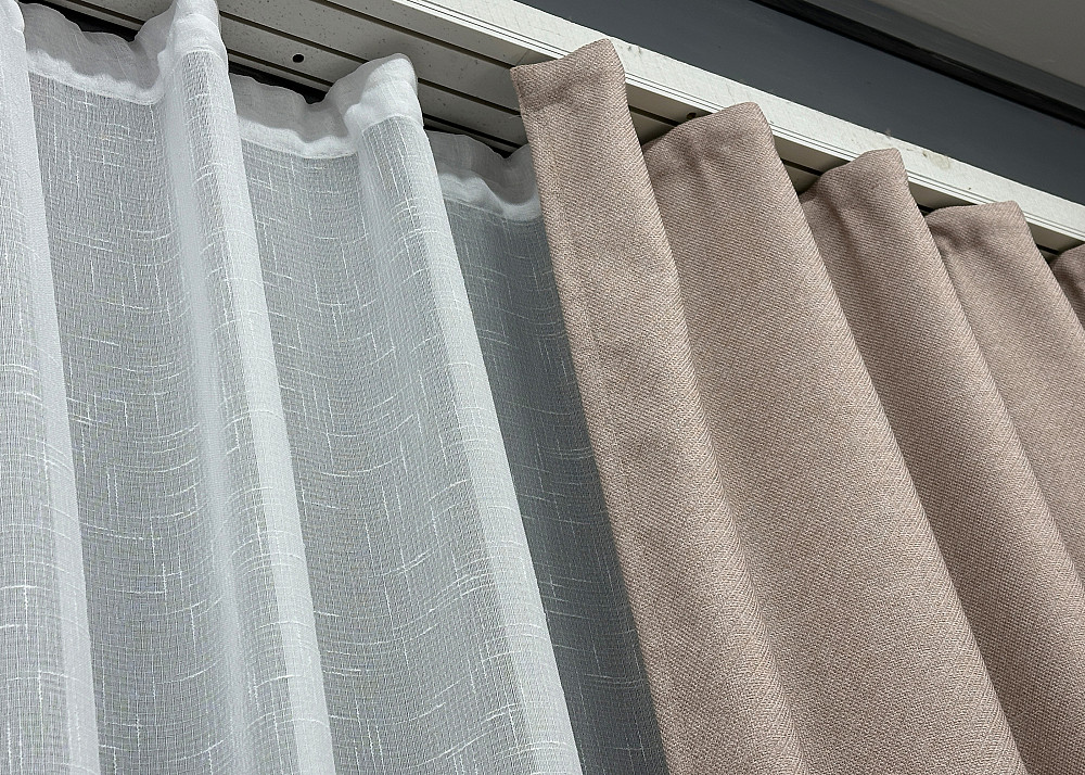 Шторная ткань премиум класса лен фактурный, коллекция «ELEMENTA» цвет бежевый 1869ш Киев - изображение 6