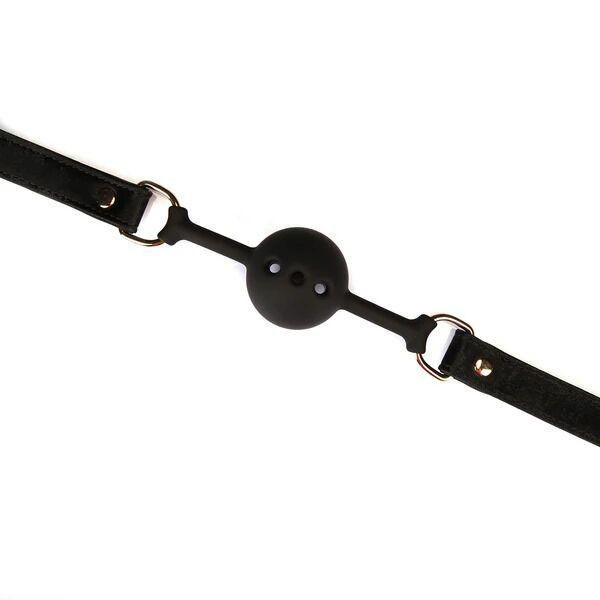 Воздухопроницаемый кляп Liebe Seele Boudoir Amor Ball Gag Black, силиконовый шарик, диаметр 4,3 см Sex Aura Киев - изображение 4