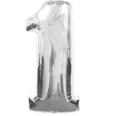 Шарик цифра 1 фольгированная 32 дюйма серебристый Киев