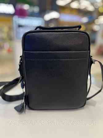 Невелика чоловіча сумка-барсетка з натуральної шкіри чорного кольору з навісним клапаном ST 2172 Київ