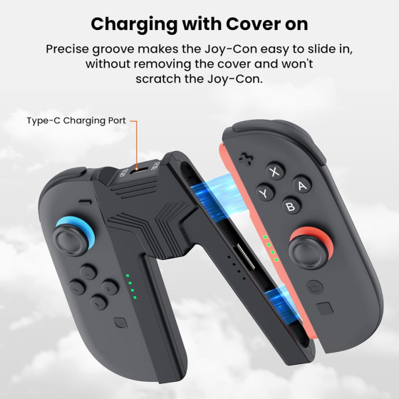 Беспроводная ручка держатель GEEKERA для Switch 2 — V-образное эргономичное зарядное устройство для Joy-Con с кабелем USB Type-C B Киев