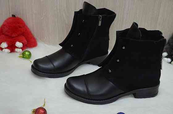 Черевики жіночі M.KRAFT чорні кожа+замш зима висота 13см подошва 3,5см 36р. 40р. (2205) Коломыя