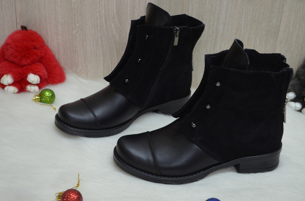 Черевики жіночі M.KRAFT чорні кожа+замш зима висота 13см подошва 3,5см 36р. 40р. (2205) Коломия - фото 4