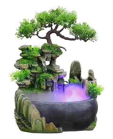 Настільний водоспад Бонсай Фен Шуй RESTEQ з підсвічуванням та парогенератором для дому релаксу та інтер'єру Київ