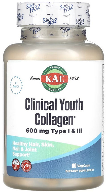 Морской коллаген KAL Clinical Youth Collagen I&III 600mg 60 vcaps Киев - изображение 1