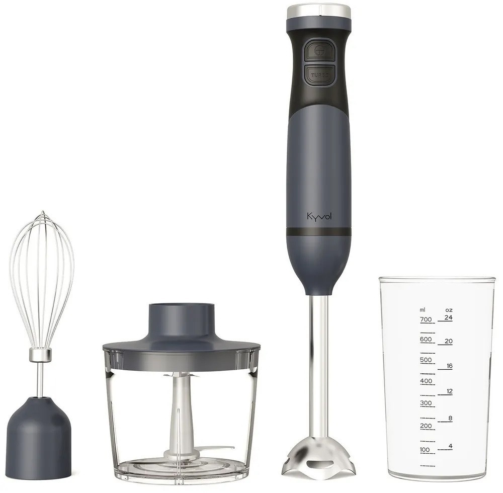 Блендер Kyvol HB080 ручний/ 600Вт/ 2 швидк./чаша для змішування/ мультиподрібнювач/ чорний Вінниця - фото 1