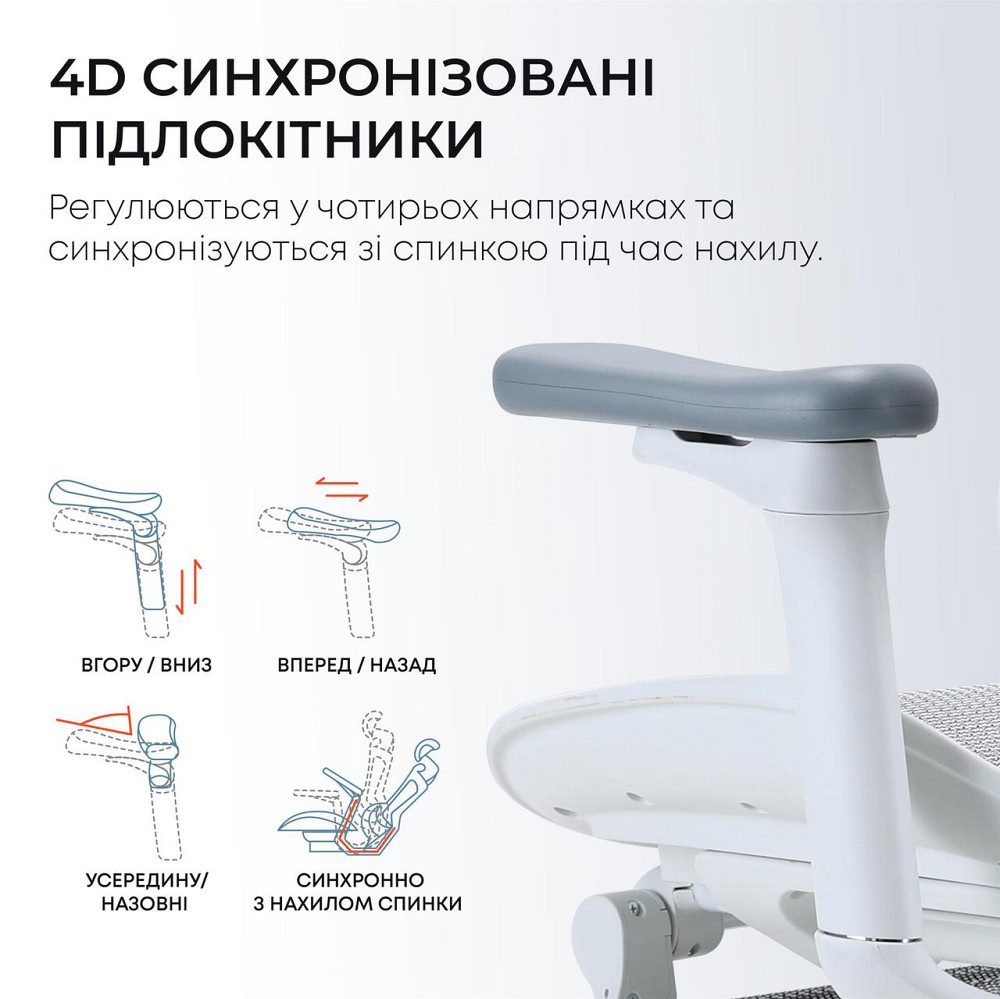 Кресло офисное Sihoo Doro C300L Mesh White with footrest (Doro-C300L-A3-102-JT) ( 14112 ) Харьков - изображение 14