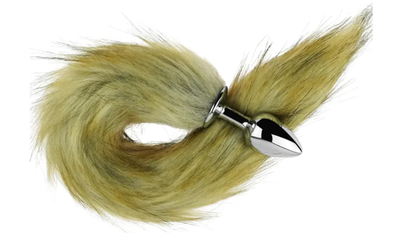 Анальна пробка із хвостом EGZO - Fox Tail Silver Plug Brown, size S Sex Aura Київ
