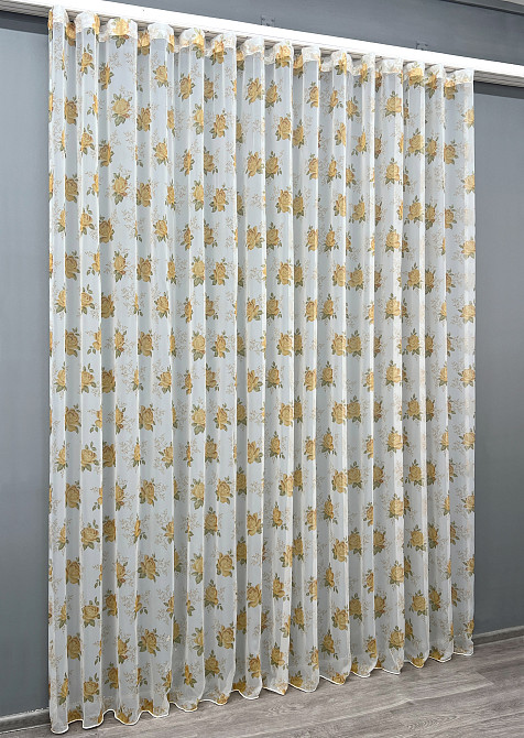 Тюль VR-Textil 1807т Шифон з принтом Білий з помаранчевим 300х270 см (40-647) Київ - фото 3