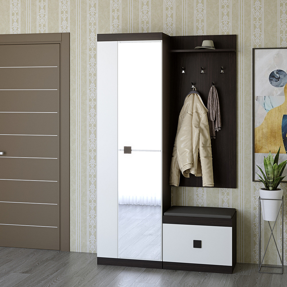 Прихожая Эверест Соната 3 (модульная - 3 элемента) венге темный + белый (DTM-2532) Львов - изображение 1