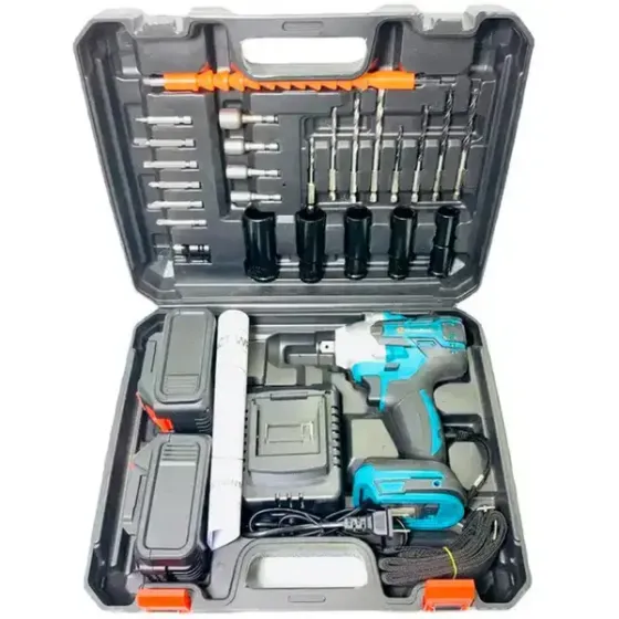 Аккумуляторный бесщеточный гайковерт на 2 аккумулятора с набором инструментов 1135-4 Коломия