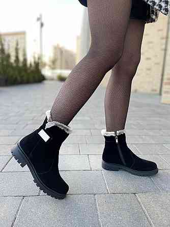 Черевики жіночі D and V чорні натуральна замша з хутром висота 13 см размер 36 (2005/2) (2978) Коломыя