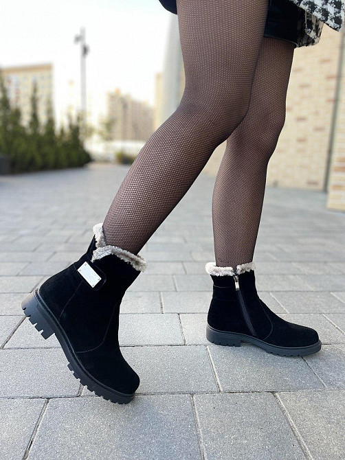Черевики жіночі D and V чорні натуральна замша з хутром висота 13 см размер 36 (2005/2) (2978) Коломыя - изображение 3