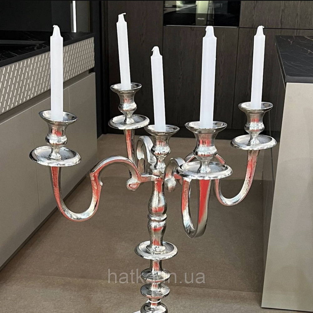 Подсвечник напольный металлический на 5 свечек 94,5х 50 см  «Корона»  серебряный  металл Киев - изображение 6