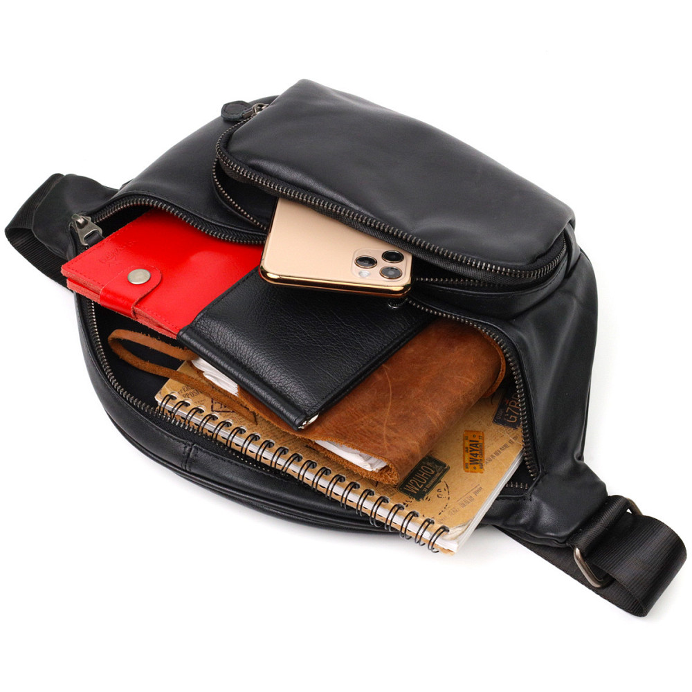 Уникальная мужская сумка через плечо из натуральной кожи SHVIGEL sale_15012 Черная Киев - изображение 5