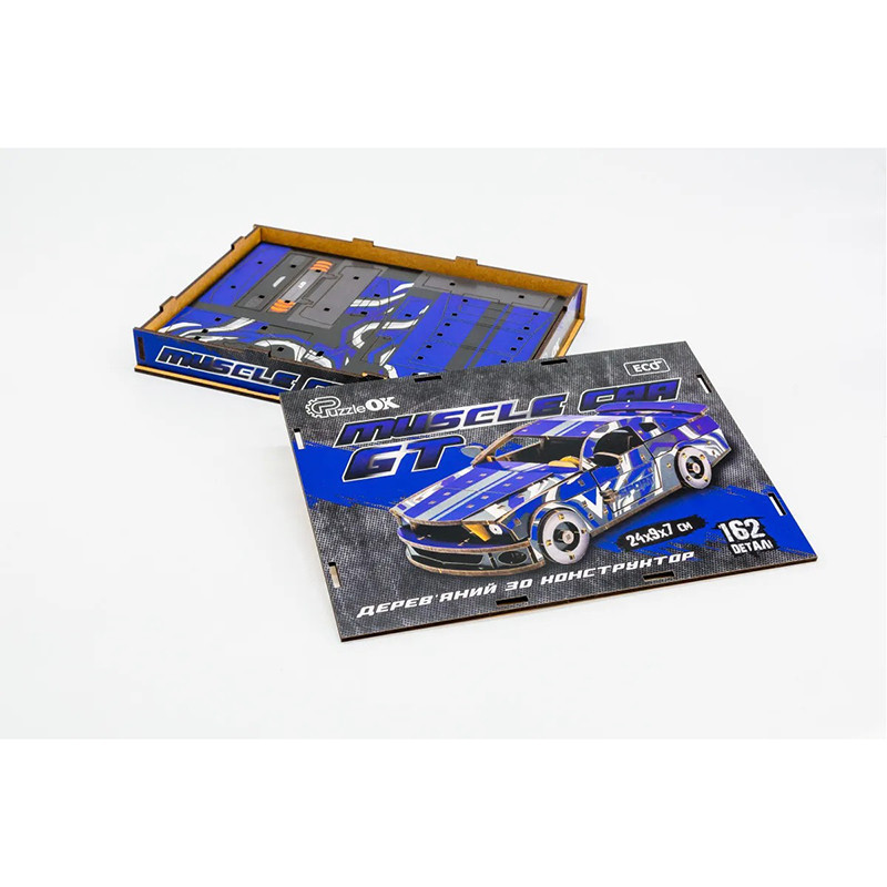 Дерев'яний 3D конструктор Mustang GT Puz-00642, 162 деталей Вінниця - фото 2