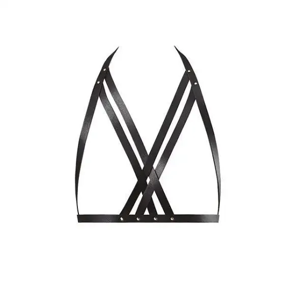 Портупея Bijoux Indiscrets MAZE — Halter Bra Harness Black Львів