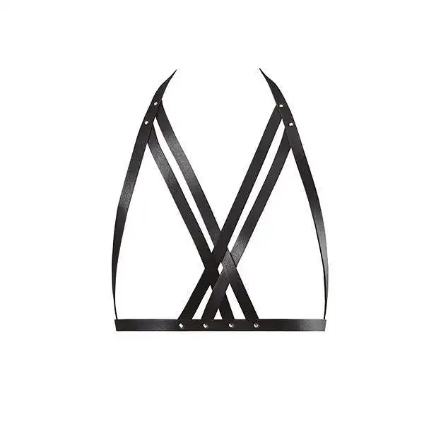 Портупея Bijoux Indiscrets MAZE — Halter Bra Harness Black Львів - фото 1