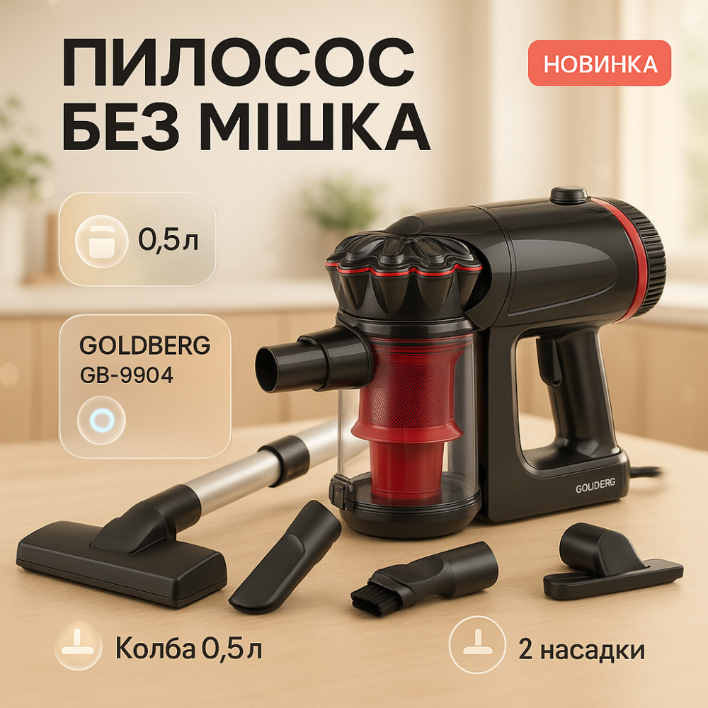 Ручной пылесос самый мощный GOLDBERG, Вертикальный пылесос для дома и авто Отличный ручной VB-66 Львов - изображение 8