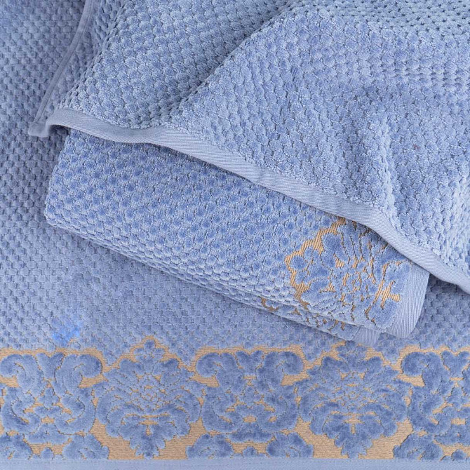 Полотенце махровое среднее 50x90см Damask Премиум качества Жаккардовое с велюром 550г/м2 (Синий) Сумы - изображение 5