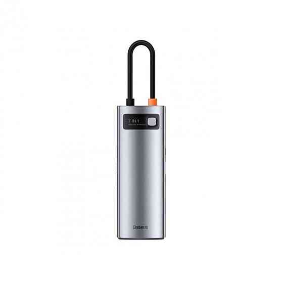 USB-Hub Baseus Metal Gleam Series 7-in-1 Multifunctional Type-C HUB Docking Station Gray (Type-C to HDMI*1+USB3.0*2+USB-C*1+PD*1+SD/TF*1) Київ