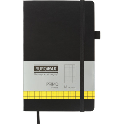 Книга записна Buromax Primo 125x195 мм 96 аркушів в клітинку обкладинка зі штучної шкіри Чорна (BM.291161-01) Вінниця - фото 1