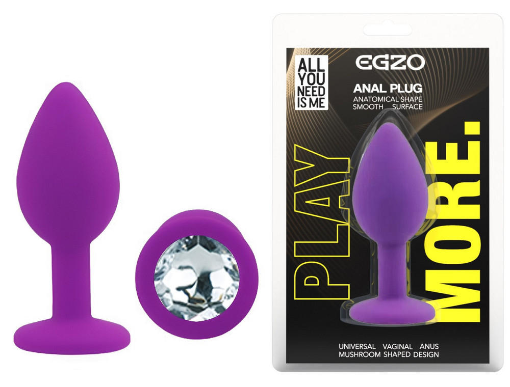 Силіконова анальна пробка EGZO - Silicone Purple Round Plug Clear, size S Sex Aura Київ - фото 1
