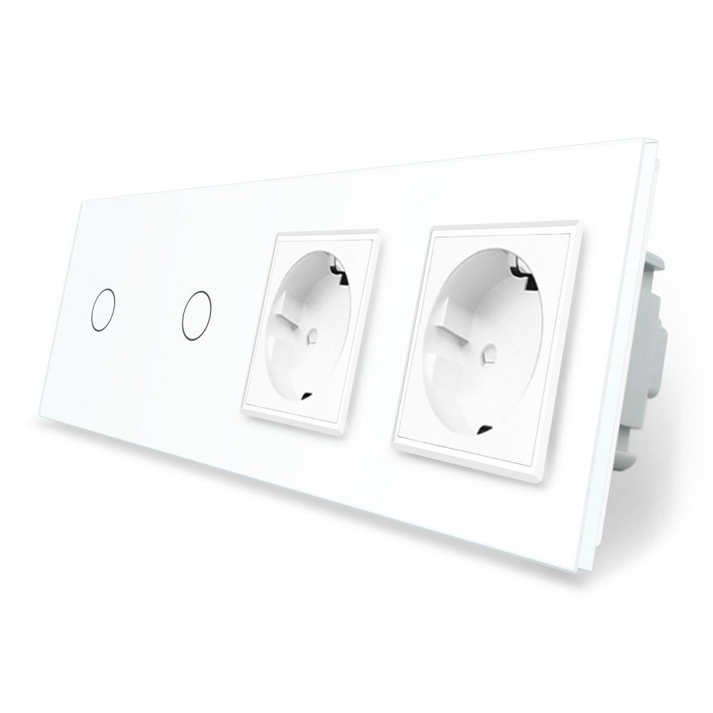 LIVOLO Сенсорний вимикач 2 сенсора (1-1) 2 розетки Livolo білий скло (VL-C701/C701/C7C2EU-11) Коломия - фото 3