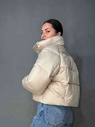 Куртка женская Lady Yep 30083 пуффер короткая глянцевая бежевая, бежевый, L Киев