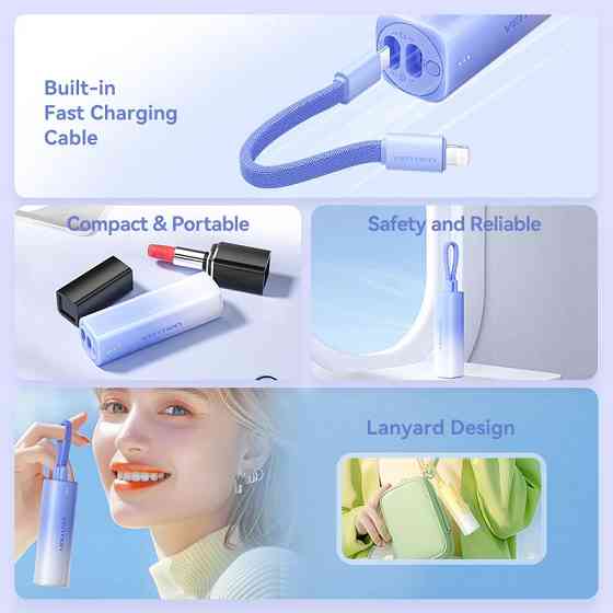 УМБ Vention 5000mAh 20W PD, USB-C In/Out, Lightning In/Out, with cable, Gradient Blue Вінниця