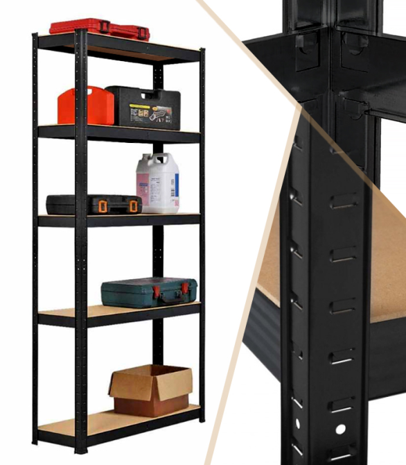 Стеллаж металлический (150 х 70 х 30 см) 5 полок, Черный Киев - изображение 2