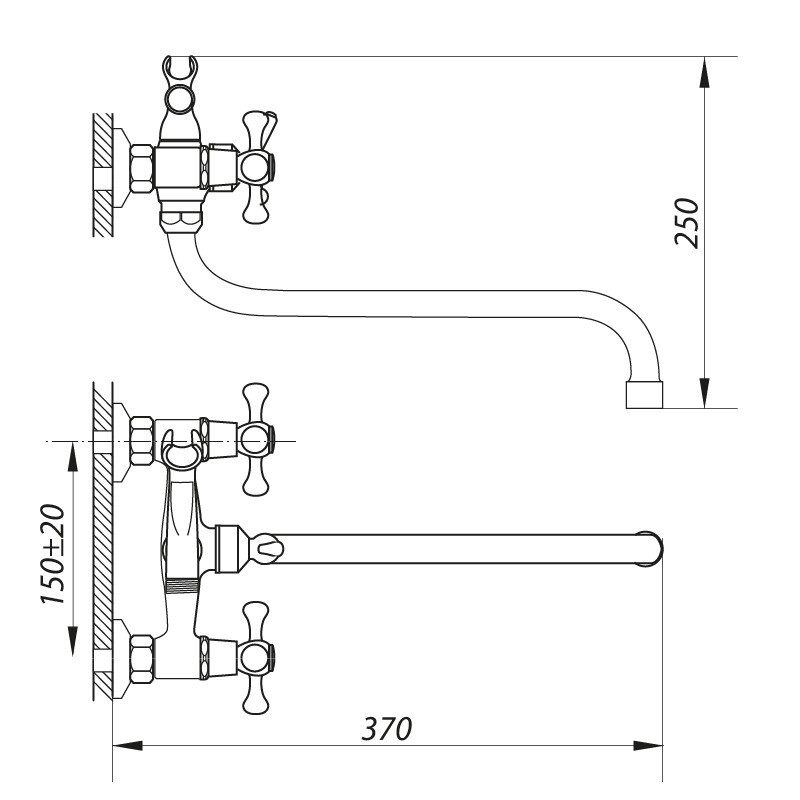 Змішувач для ванної Zerix D3Q 722 з універсальним керуванням Харків - фото 2