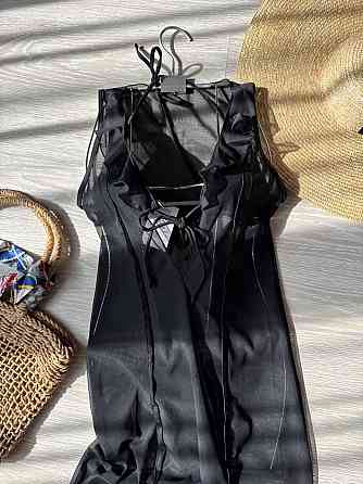 Жіночий купальник трійка з накидкою Чорний L Харків