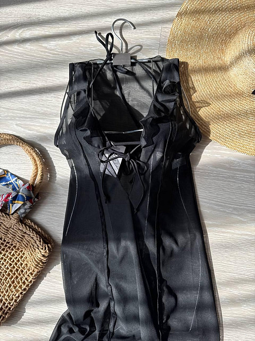 Жіночий купальник трійка з накидкою Чорний L Харків - фото 5