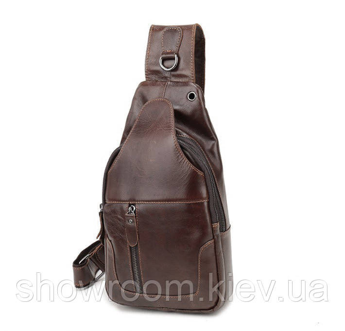 Мужская сумка на грудь (слинг) Leather Collection (371) brown Киев - изображение 1