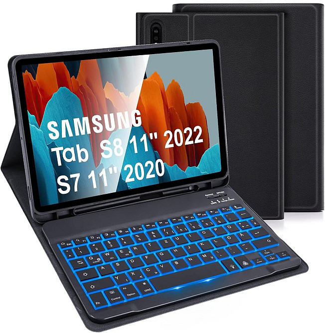 Фирменный чехол-книжка с Bluetooth клавиатурой для планшета Samsung Galaxy Tab S8 2022/ S7 2020 11 дюймов Днепр - изображение 1
