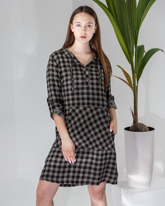 Жіноча туніка з капюшоном в клітку Nicoletta 92140 Київ - фото 1